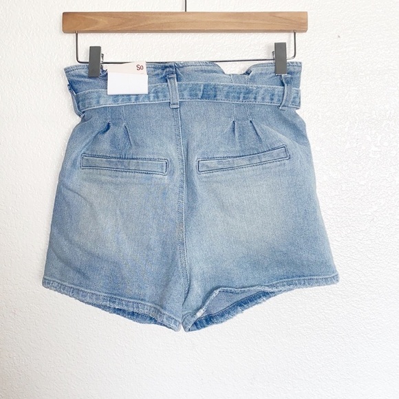 SO High Rise Vintage Stretch Light Wash Paperbag Mom Shorts - Picture 5 of 12